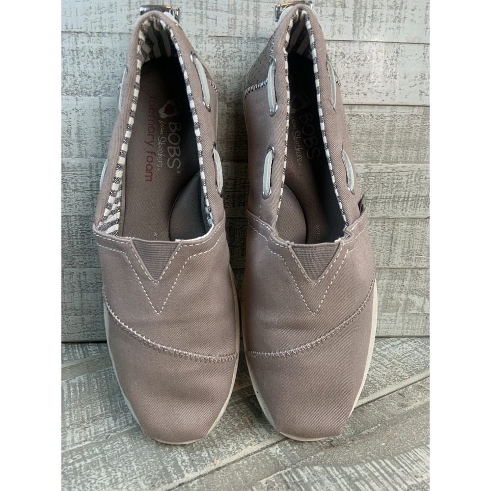 SKECHERS BOBS Womens Size 7 Plush Urban Tan Taupe Espadrille Adjustable Flats